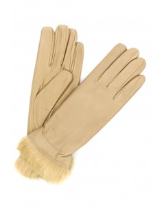 Woman Artik Nappa leather gloves 4bt Rabbir fur lined