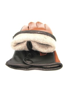 Nappaleder handschuhe Touch Screen mit knopf gefüttert Kaschmir  Tan/Dunkelbraun