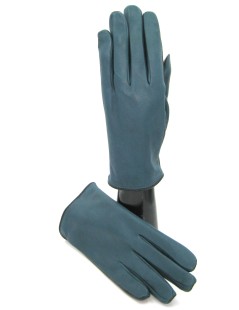 Touch Screen Nappa leather gloves with button, cashmere lined  Petrolium/Black