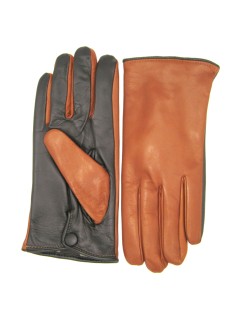 Nappaleder handschuhe Touch Screen mit knopf gefüttert Kaschmir  Tan/Dunkel Brown