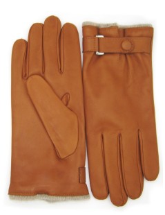Nappa leder Handschuhe gefüttert Kaschmir mit Riemen   Tan