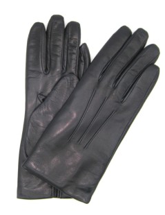 Nappa leather gloves 2bt cashmere lined with three seams Navy Blue