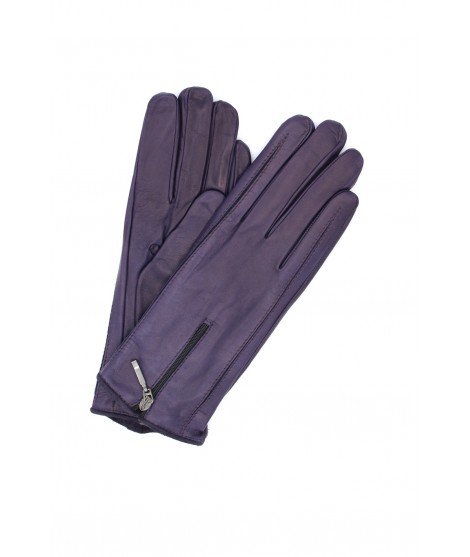 Woman Fashion Nappa leather gloves cashmere lined with Zip