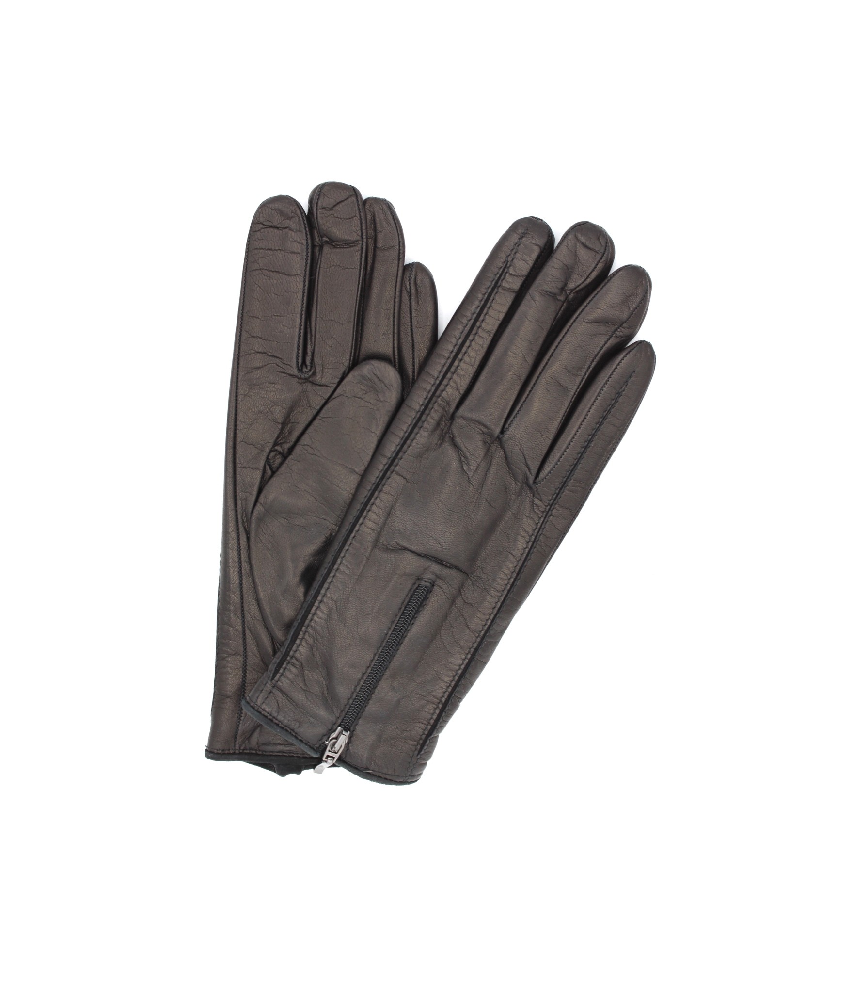 женщина Fashion Nappa leather gloves cashmere lined with Zip