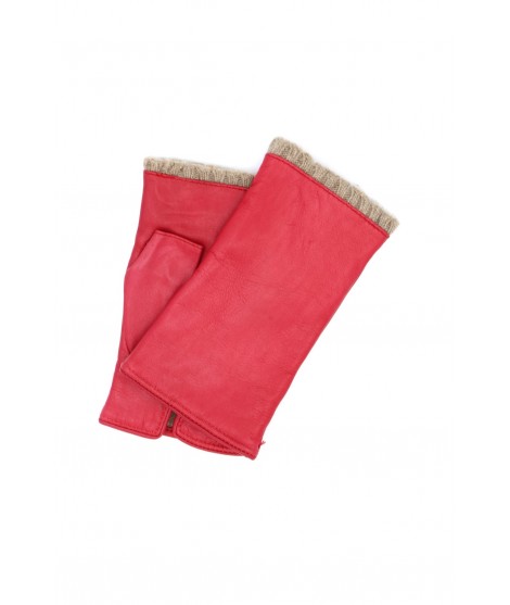 женщина Fashion Half Mitten in Nappa leather cashmere lined Red