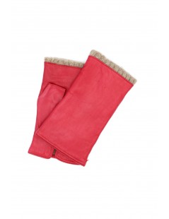 Woman Fashion Half Mitten in Nappa leather cashmere lined Red