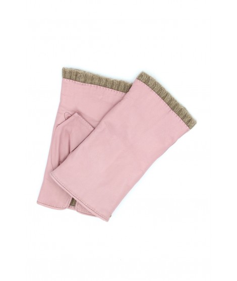 Half Mitten in Nappa leather cashmere lined Pink Sermoneta