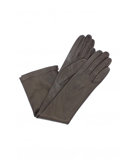 женщина Fashion Nappa leather gloves 10bt silk lined Dark Brown