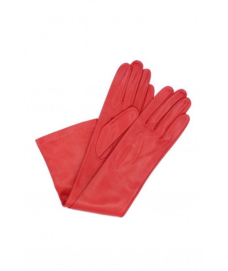 Woman Fashion Nappa leather gloves 10bt silk lined Red