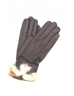 Woman Fashion Glove Nappa cashmere lining with Rex edge Brown
