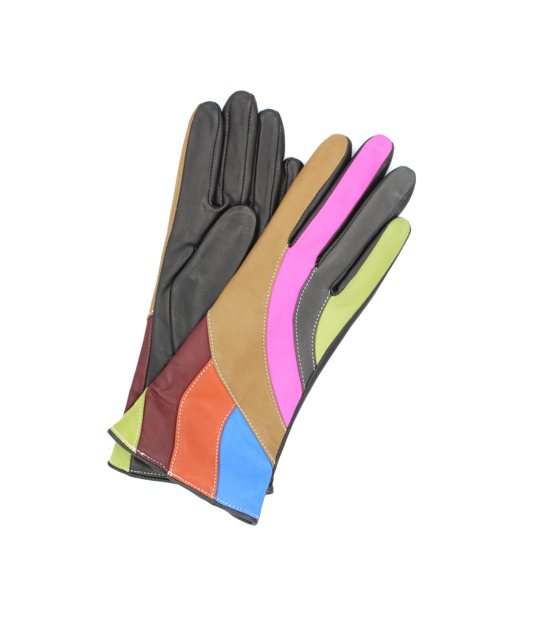 женщина Fashion Nappa leather gloves cashmere lined Multicolor