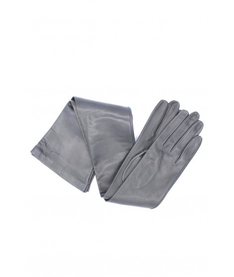 Woman Fashion Nappa leather gloves 16bt silk lined Dark Grey