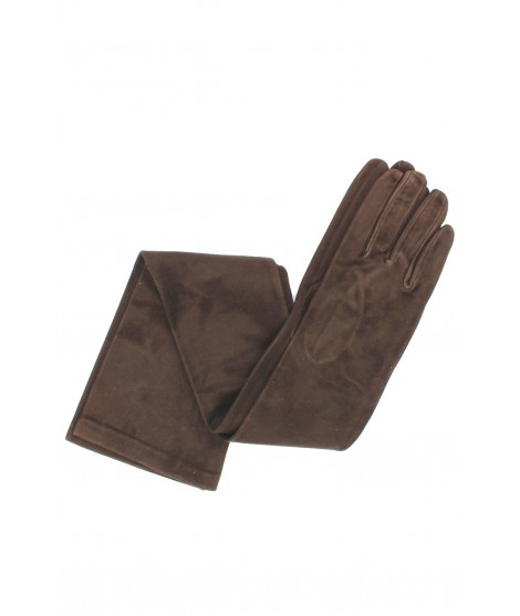 женщина Fashion Suede Nappa leather gloves 16bt Silk lined Dark