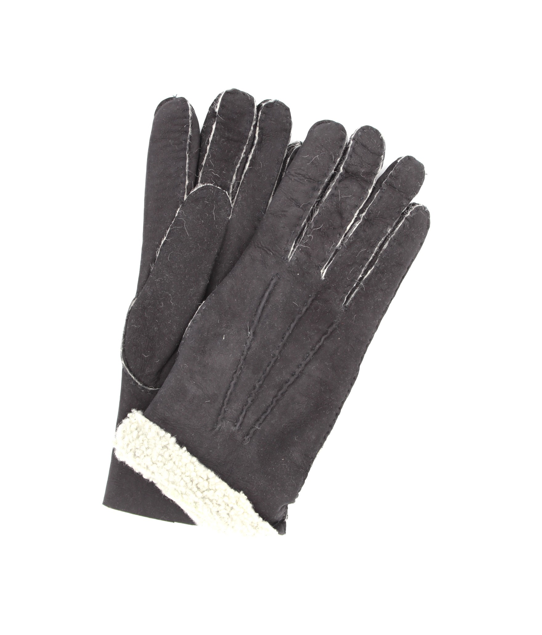 Uomo Artik Sheepskin gloves with hand stitching Black Sermoneta