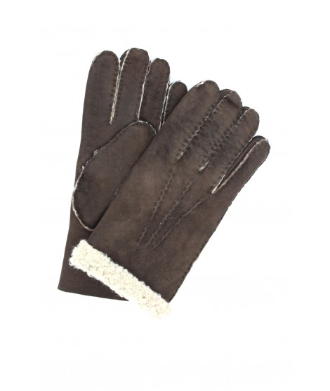 Sheepskin gloves with hand stitching Dark Brown Sermoneta