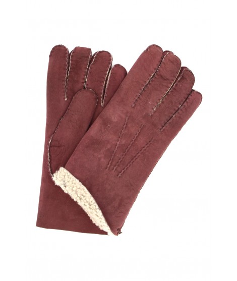 Uomo Artik Sheepskin gloves with hand stitching Bordeaux