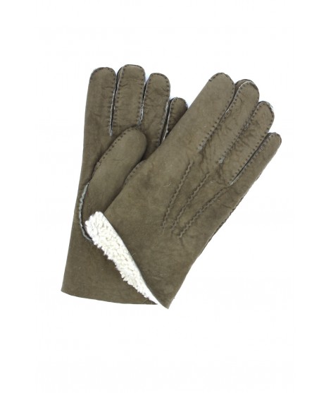Uomo Artik Handgenähte Schaffell handschuhe Militärgrün