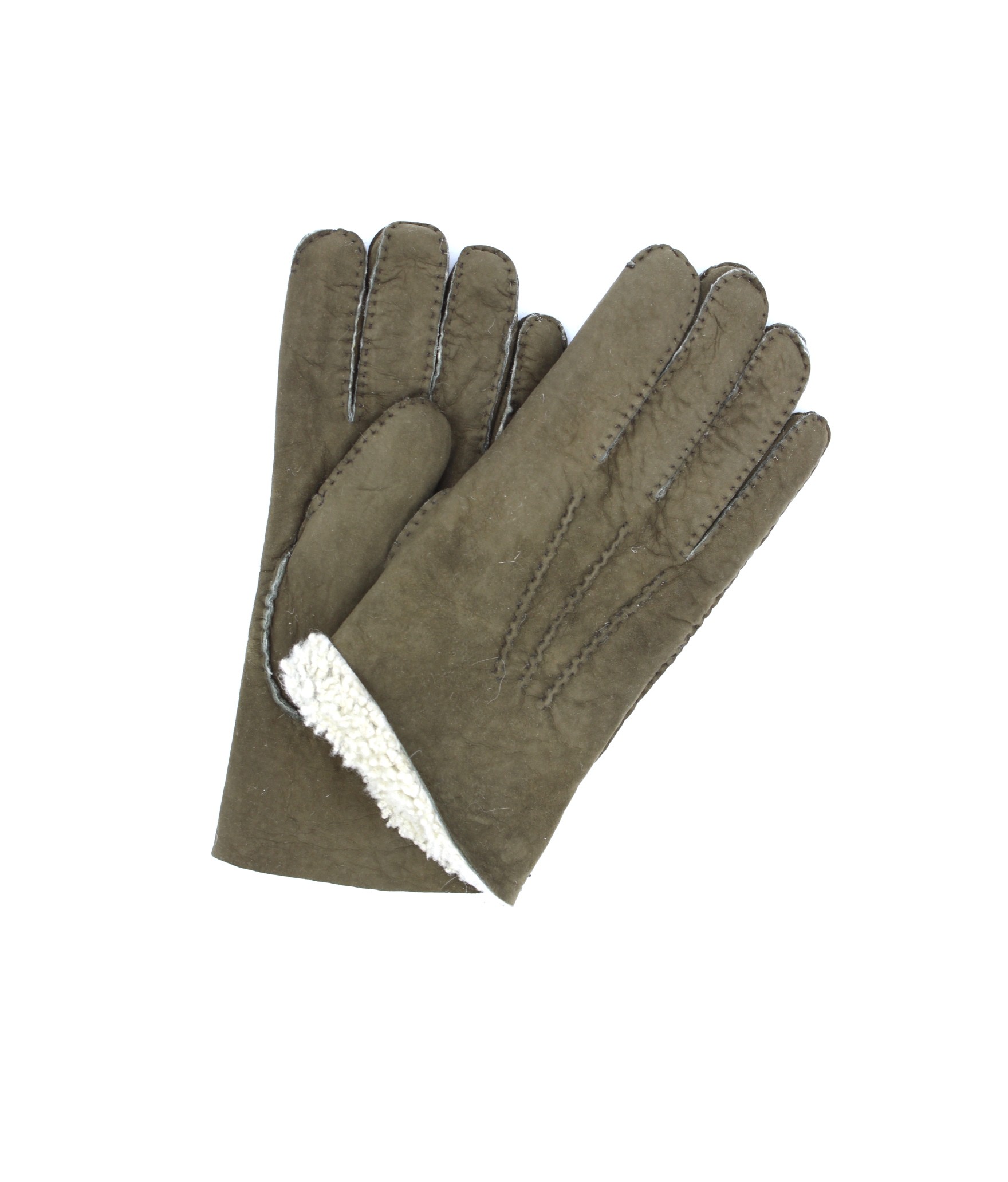 Uomo Artik Handgenähte Schaffell handschuhe Militärgrün