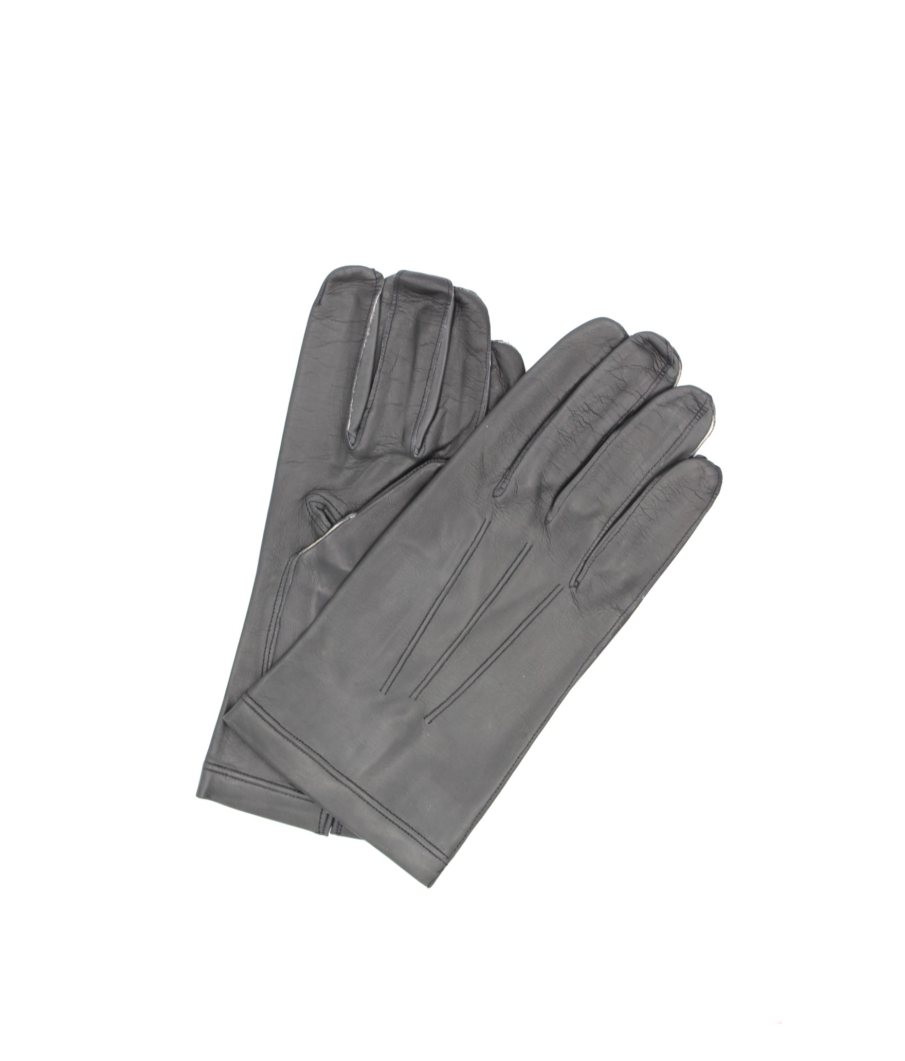 Uomo Classic Nappa leather gloves Silk lined Grey Sermoneta