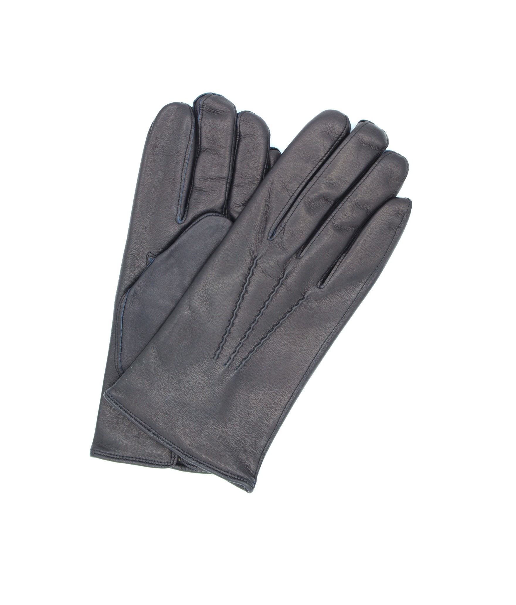 мужчина Classic Nappa leather gloves cashmere lined Navy