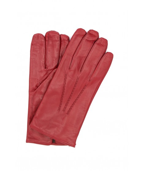 мужчина Classic Nappa leather gloves cashmere lined Dark Red