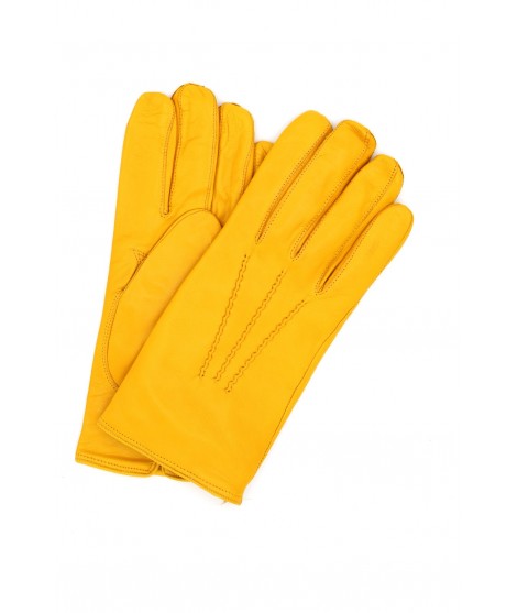 Nappa leather gloves cashmere lined Ocra Yellow Sermoneta