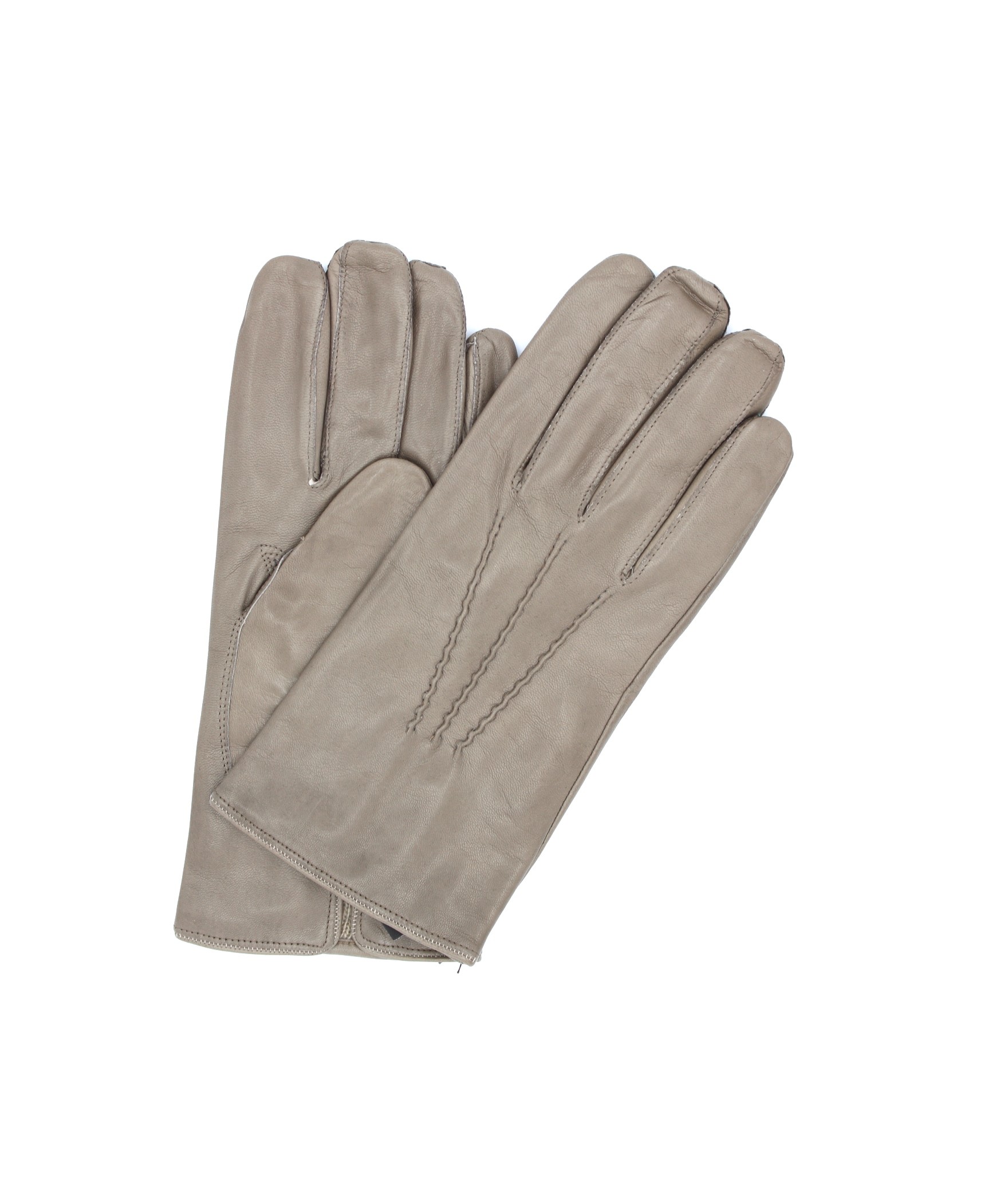 Uomo Classic Nappa leather gloves cashmere lined Mud Sermoneta