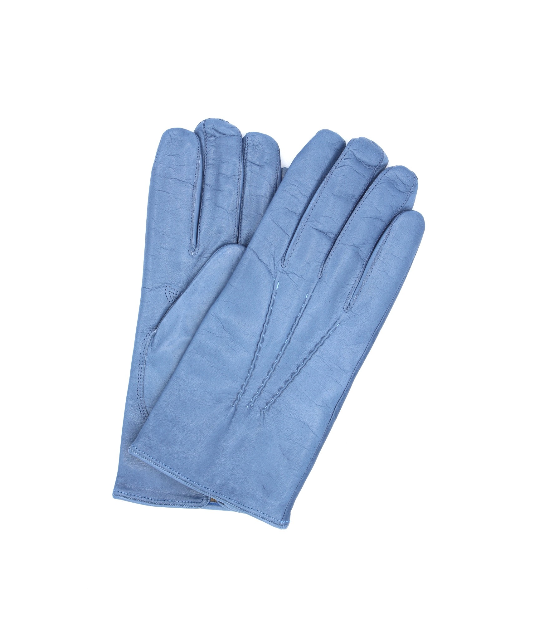 Uomo Classic Nappa leather gloves cashmere lined Denim