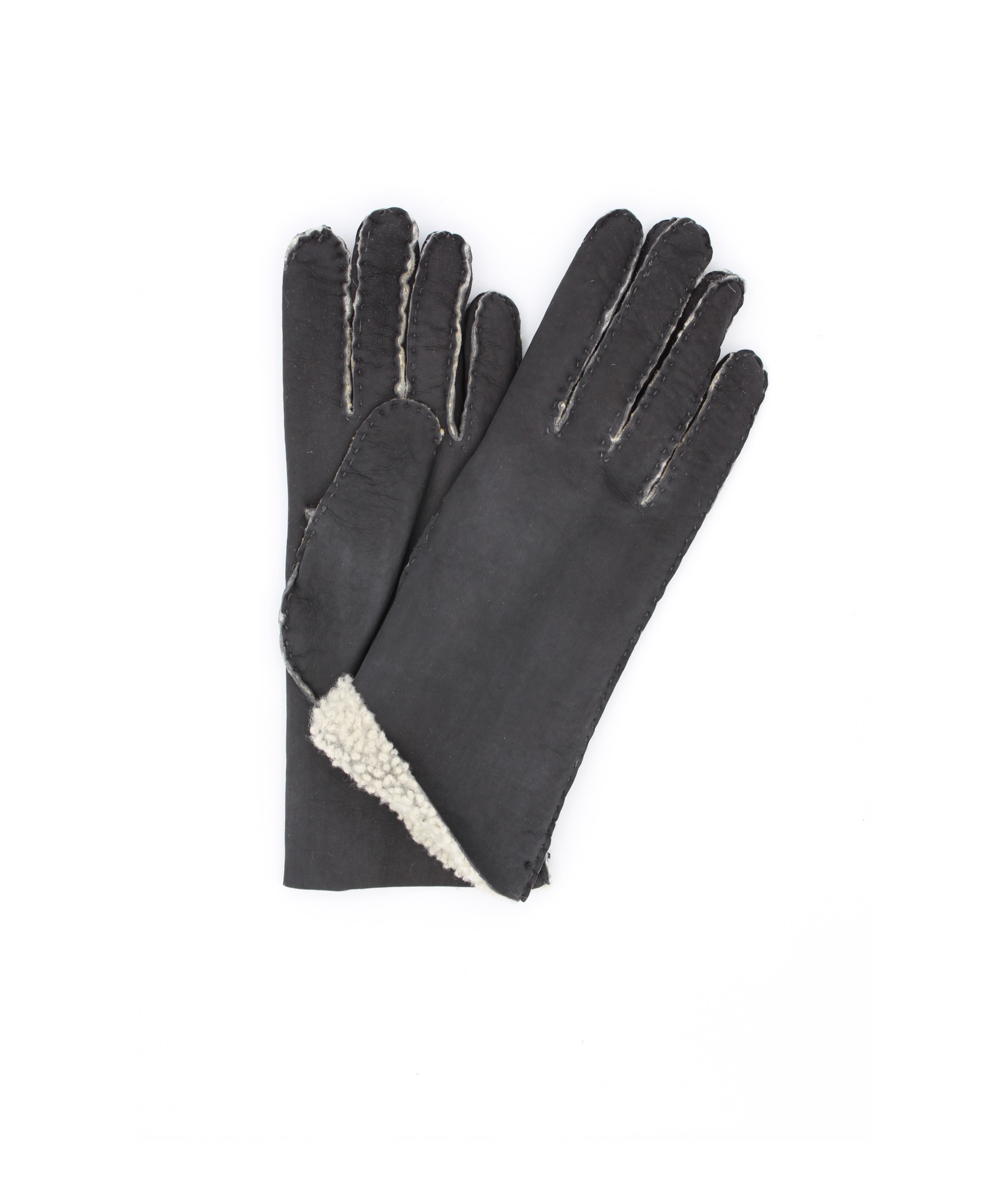Woman Artik Sheepskin gloves with hand stitching Black