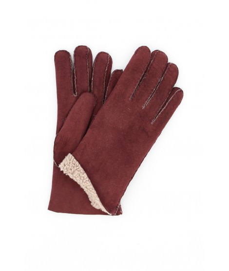 Woman Artik Sheepskin gloves with hand stitching Bordeaux