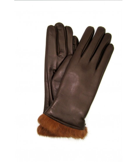 женщина Artik Nappa leather gloves 4bt Rabbir fur lined Mink