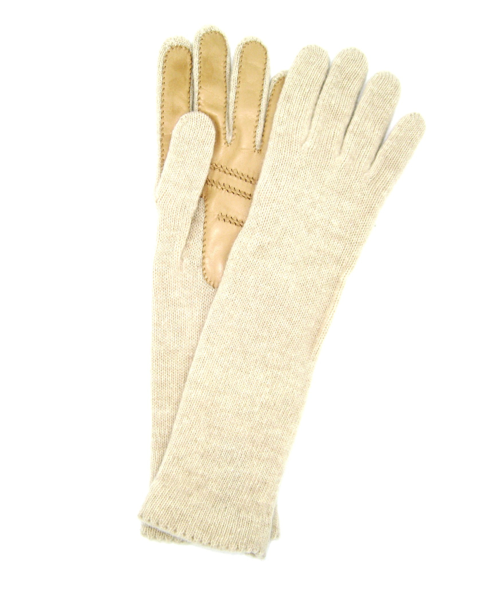 100%cashmere gloves 4BT with Nappa leather palm Cream Sermoneta