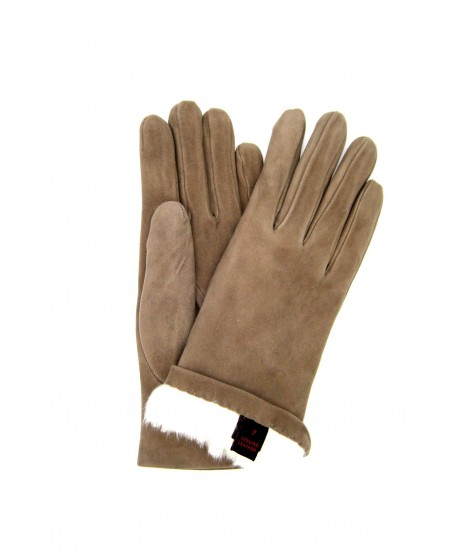 Woman Artik Suede Nappa leather gloves 2bt Rabbit fur lined