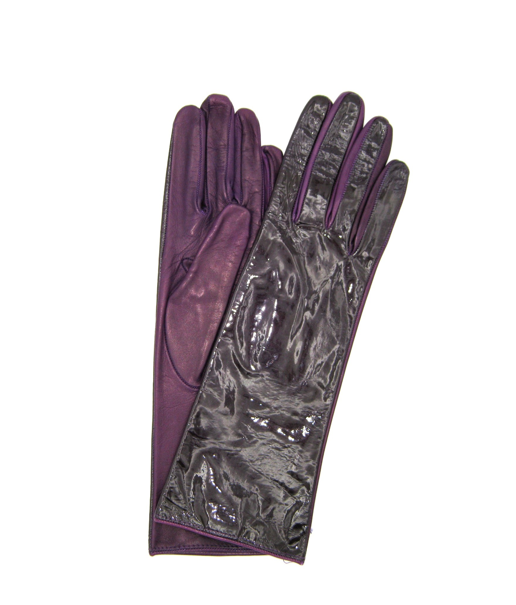 женщина Fashion Patent Nappa leather gloves 4bt Silk lined