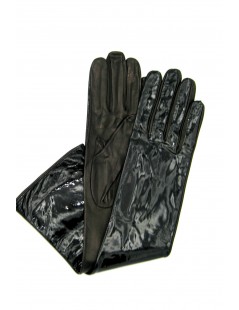 женщина Fashion Patent Nappa leather gloves 8bt Silk lined
