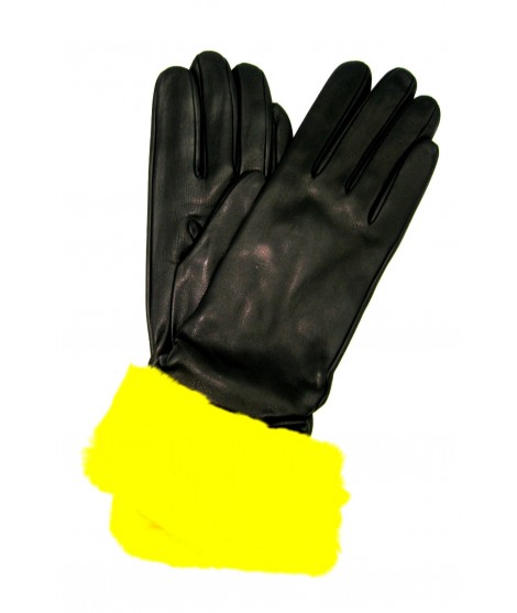 Woman Fashion Nappa gloves cashmere lined 4bt with Rex fur