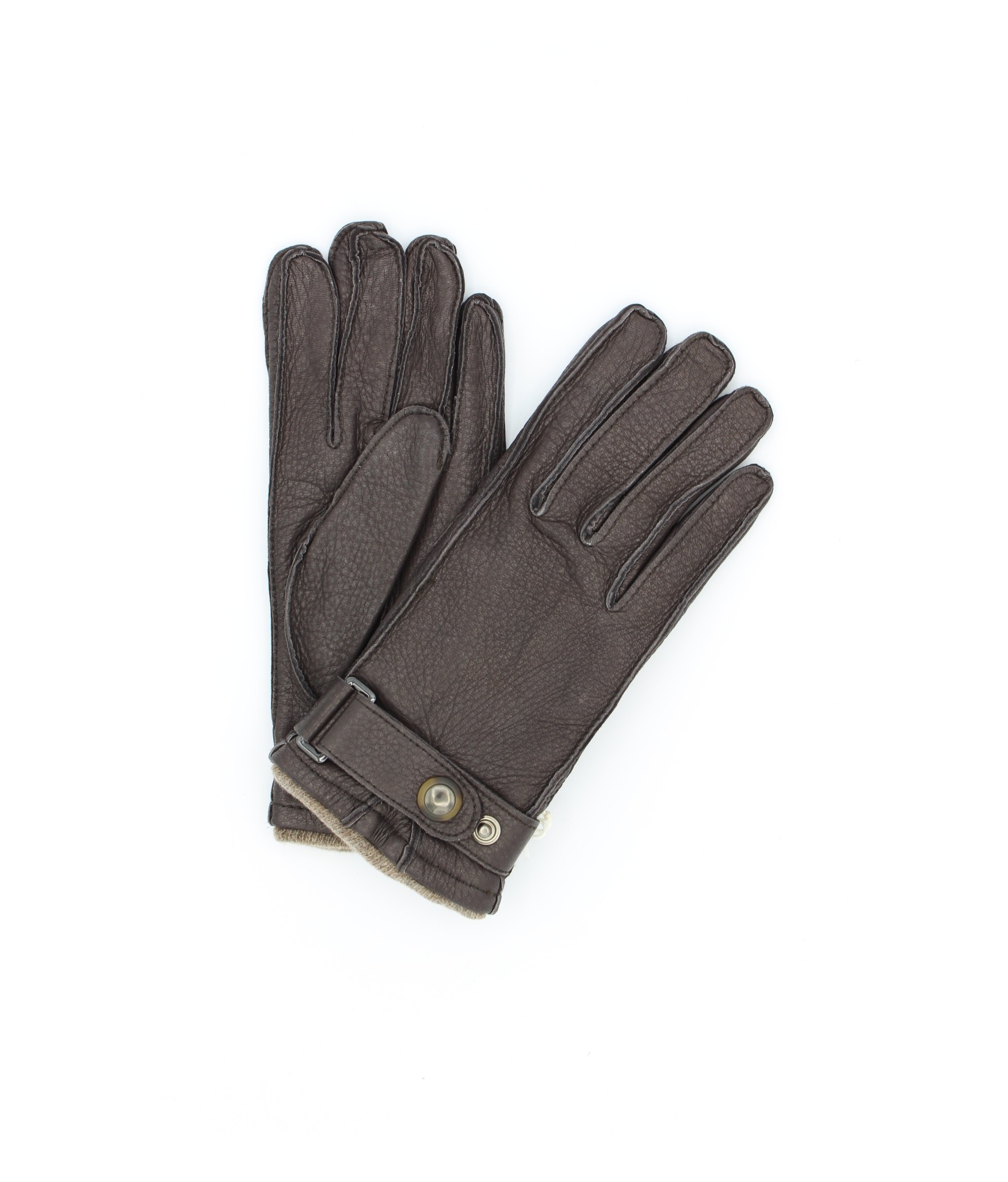 женщина Artik Deerskin gloves with strap Cashmere lined Dark