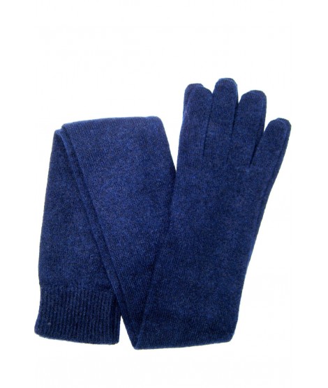 Woman Casual 100%cashmere gloves 16bt Blue/Navy Sermoneta