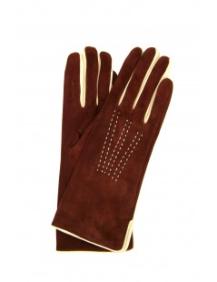 женщина Fashion Suede Nappa gloves cashmere lined 4bt bicolor