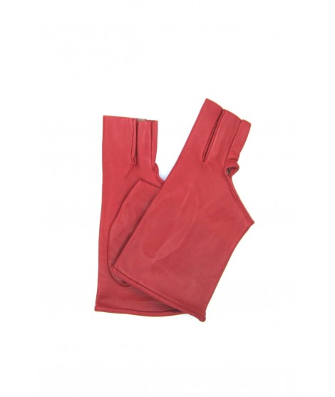 Donna Fashion Guanto in Nappa foderato seta con tre dita Rosso