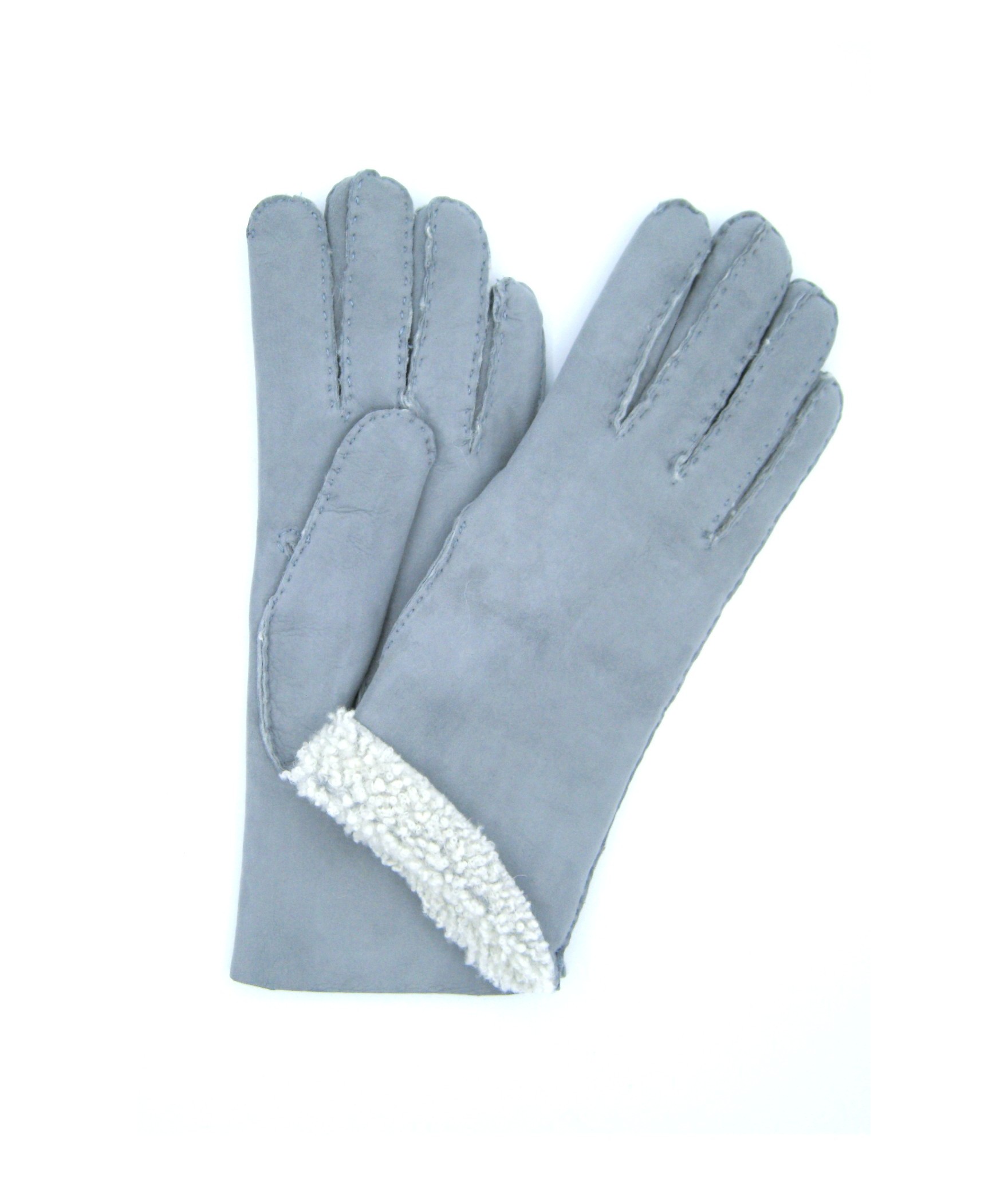 Damen Artik Handgenähte Schaffell handschuhe Perl Grau