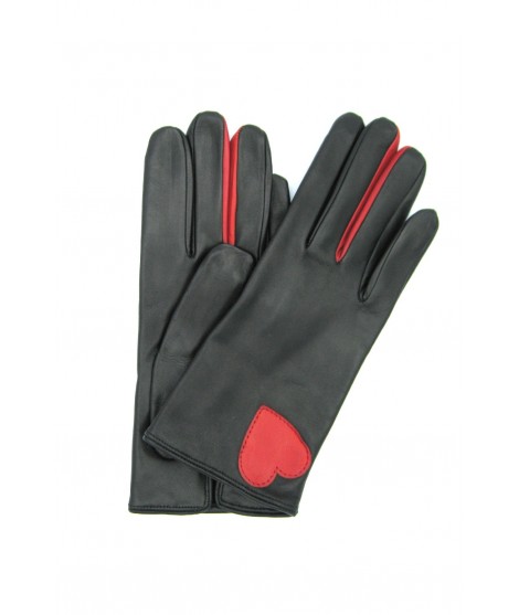 Woman Fashion Gloves Nappa cashmere lined with Black / Red