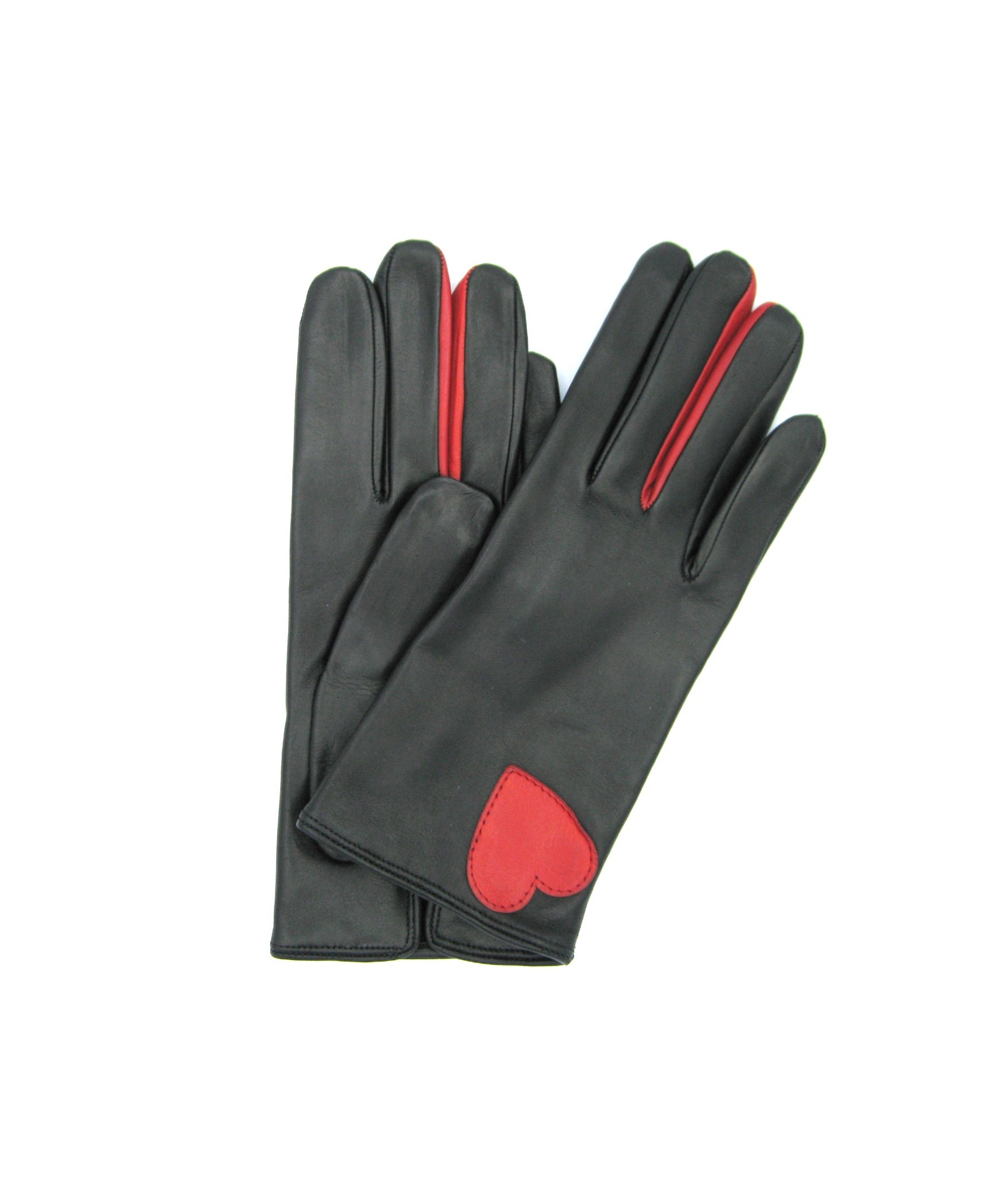 Woman Fashion Gloves Nappa cashmere lined with Black / Red