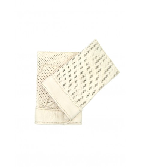 Gloves in perforated Nappa unlined fingerless Cream Sermoneta