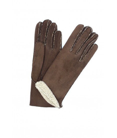 Woman Artik Sheepskin gloves with hand stitching Dark Brown