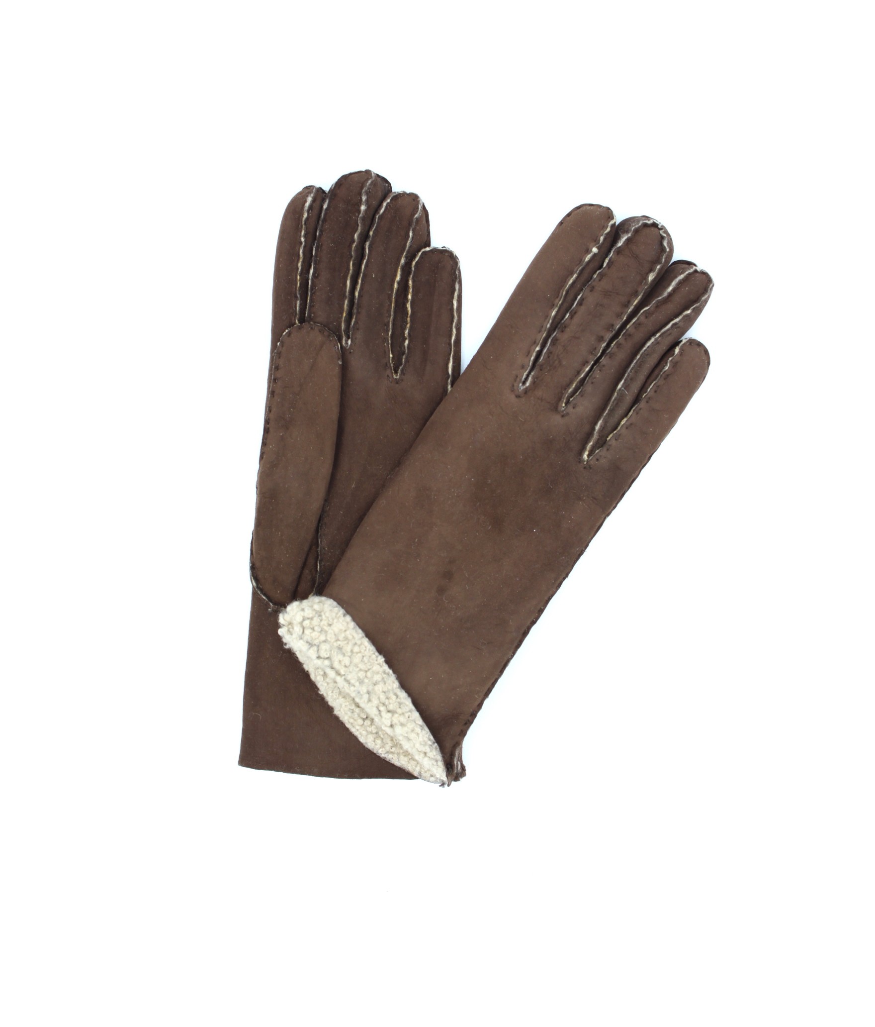 Woman Artik Sheepskin gloves with hand stitching Dark Brown