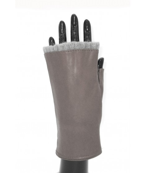 Woman Fashion Half Mitten in Nappa leather cashmere lined Ocra