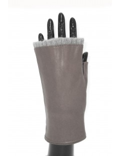 Woman Fashion Half Mitten in Nappa leather cashmere lined