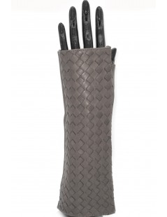 Woman Fashion Nappa glove fingerless 6BT "Criss Cross" Navy