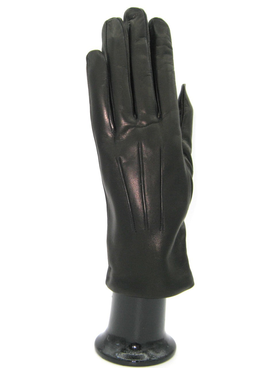 Guanto in Capretto 2bt con 3 cordoni fod. cashmere - Nero